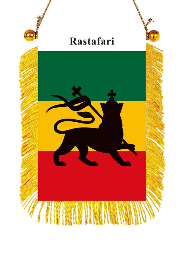 Lion Of Judah Rearview Mirror Flag Vehicle Rear View Mirror Ornaments Rasta 1 PC